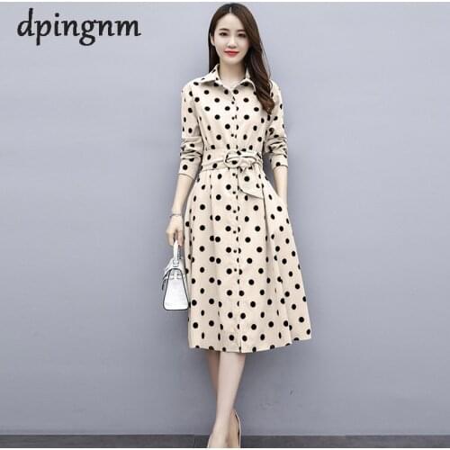 Dress 2020 New Spring long Sleeve Solid Black Chiffon Dot Loose Big Size Dress Women Fashion Tide