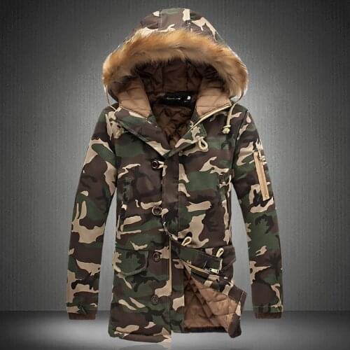 Winter Men Fashion Fur Hooded Long Jacket Camouflage Army Thick Warm Coat Parka Male Parkas M-5XL Plus Size