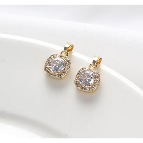Copper 18K Gold Zircon Double Layer Rotatable Disc Geometry Pendant Charms 1pcs For DIY Jewelry Necklace Making Accessories