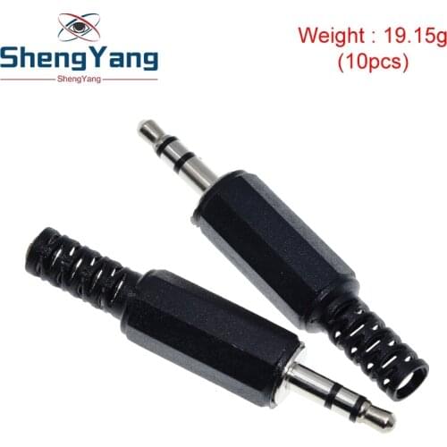 10pcs Black Plastic Pure Copper Conductor Housing Audio Jack Plug Headphone Stereo 3.5mm Male Adapter