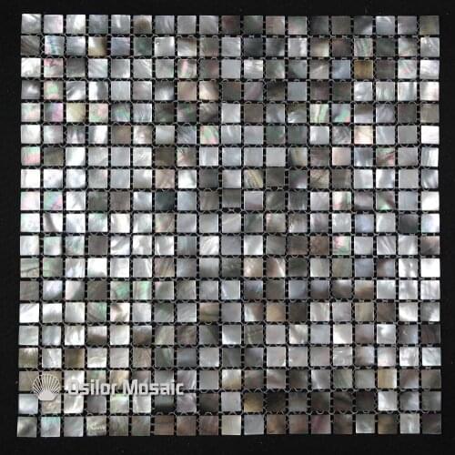100% blacklip sea shell natural black color mother of pearl mosaic tile for interior house decoration chip size 15x15mm