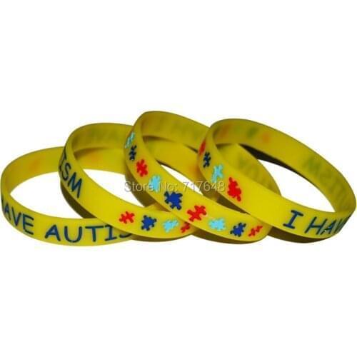 100pcs Autism Wristband Silicone Bracelets free shipping by epacket A