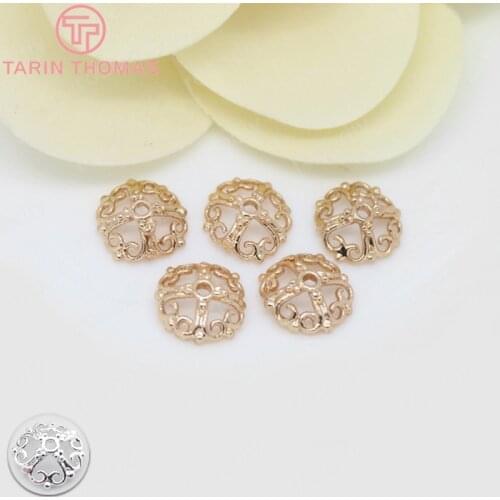 10PCS 9MM 24K Champagne Gold Color Plated Brass Cross Beads Caps Tassel Caps High Quality Diy Jewelry Accessories