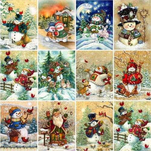 5D Diy Diamond Painting Snowman Winter Picture Of Rhinestone Diamond Embroidery Cartoon Cross Stitch Mosaic Christmas Gift Decor