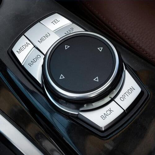 7PCS Aluminum Alloy Multi-media Button idrive Controler Frame Car Interior Decoration Sticker Cover fit for BMW 5/6/7 / 5GT / X3