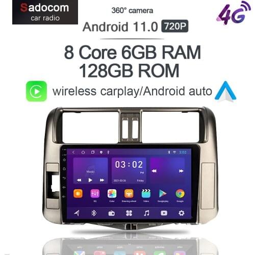 360 Cam Carplay 6G+128G Android 10.0 Car DVD Player GPS WIFI Bluetooth RDS Radio For Toyota Land Cruiser Prado 150 2009 - 2013