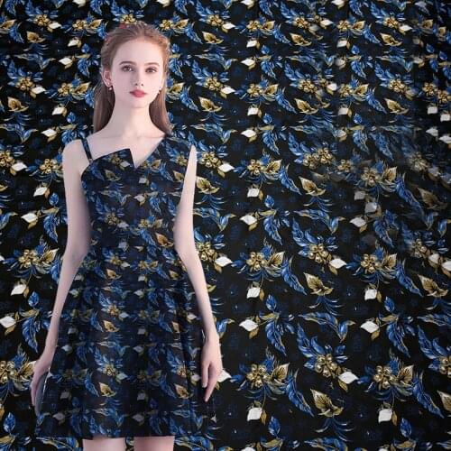 Satin jacquard clothing fabrics fashion light luxury fabric sewing materials for dresses satin dress and dress with embroidery