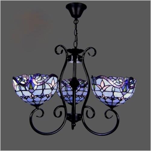 Tiffany Blue Color Glass Pendant Light Bedroom Living Room Lights Antique Brass S luminaria pendente