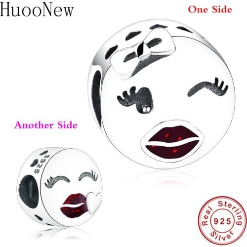 Blink Red Lips Beauty Women Face Beads Fit Original Charms Pulsera Bracelet Authentic 925 Sterling Silver Jewelry Bangle
