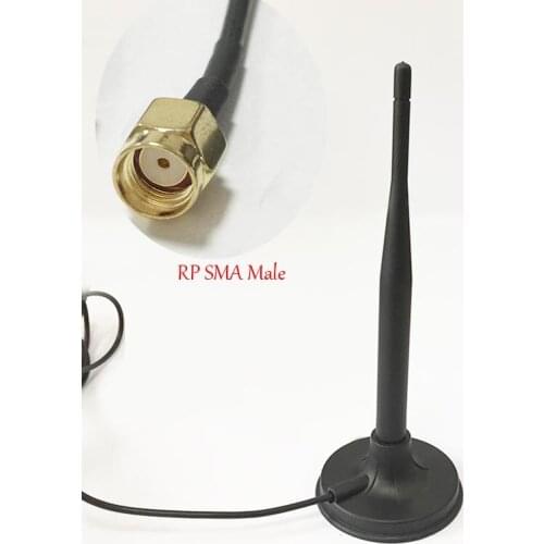 100PC DexMRtiC 2.4Ghz 6dbi wifi antenna magnetic bse with 1.2 meters extension cable RP SMA male plug connector wi-fi antenna