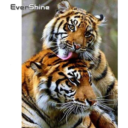 Evershine Diamond Painting Tiger 5D Full Square Drill Embroidery Animals Cross Stitch Mosaic Painting Kit Home Decoration