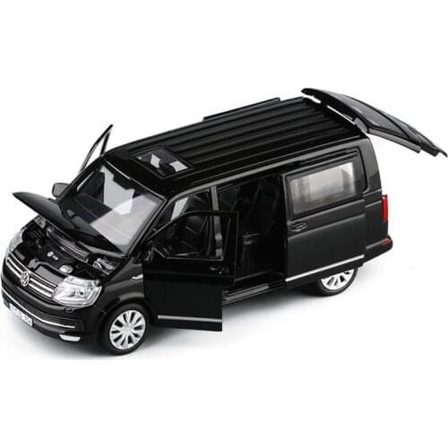 1/32 Alloy Multivan T6 Van Bread Business Car Toy Die Cast MPV Sound Light Pull Back Toys Vehicle For Children Gifts