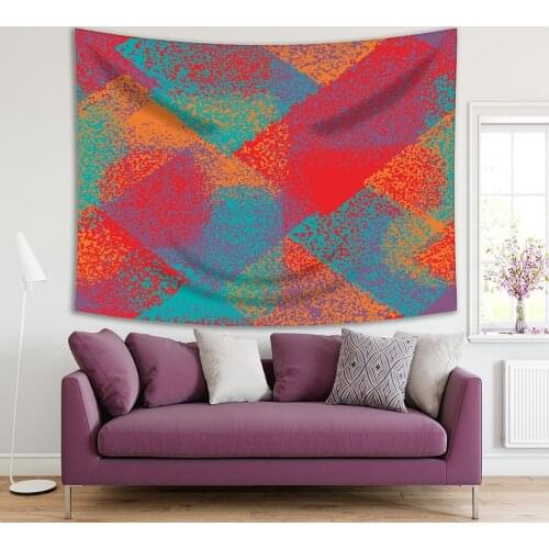 Tapestry Grunge Chaotic Pattern Splashes and Blots Shabby Paint Effect Urban Camouflage Colorful Art in Turquoise Orange Purple