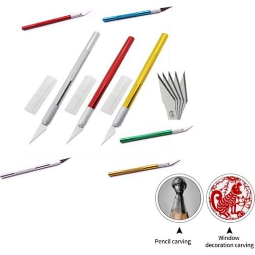 11 Blades Art Knives Wood Carving Tools Precision Hobby Knife Metal Handle Food Craft Sculpture Engraving DIY Cutting PCB Repair
