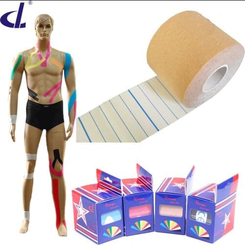 Muscle Kinesiotaping 5cmx5m DL Brand(10rolls / lot) Hot sale free shipping+Usage manual+Kinesiology pure tape manufacturer