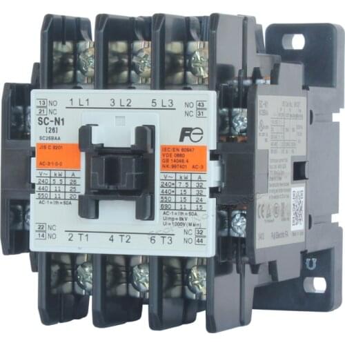 26A 1000V AC Contactor AC24V 380V 220V 110V Coil Voltage 3NO2NO1NC SC-N1 SC25BAA Fuji Electric FA Contactors