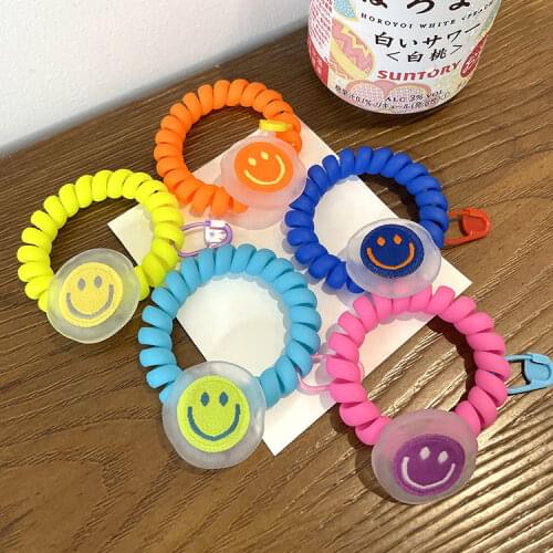 Cute Smile Transparent Hair Ties Ropes Popular Hair Accessories Shiny Oversized Smile Face Elastic Hair Band Headdress Wholesale