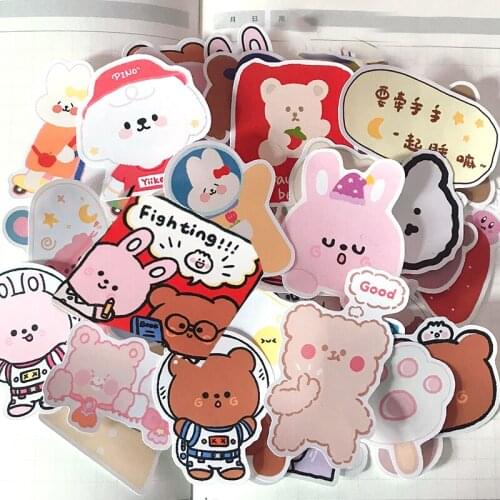 42PCS Cute rabbit and bear Sticker Decoration DIY Ablum Diary Scrapbooking Label Sticker Cute Stationery