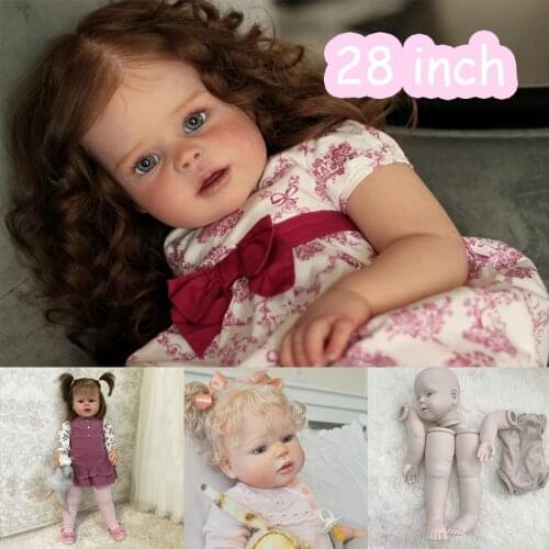 28inch Reborn Kit Unpainted Unfinished Doll Parts 71cm Girl Doll Reborn Toddler Doll Kit Soft Real Touch Fresh Color Reborn Baby