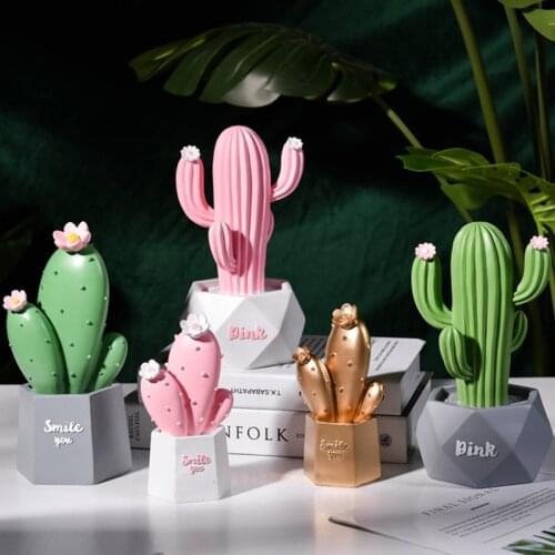 Nordic Ins Creative Resin Cactus Ornaments Living Room Desktop Decorative Simulation Green Plant Figurine Home Decoration