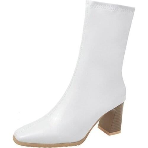 2021 Autumn Winter New Fashion British Style Modern Boots for Lady Breathable Pointed Toe High Heel Womens Boots with Platform