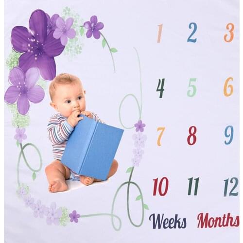Newborn Monthly Growth Milestone Blanket Baby Photo Prop Mat Infants Photography Background Cloth Commemorate Rug