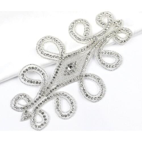 Handmade 3D silver Rhinestone trimming For Wedding decoration WRA-1031