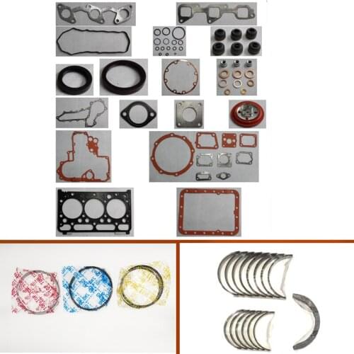 Engine complete overhaul full gasket set kit main crankshaft connecting bearing piston ring for Kubota engine : 3D87 D1403