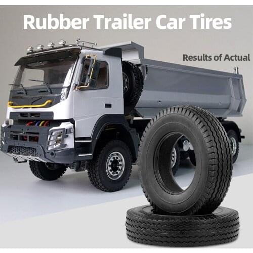 2pcs Trailer Car Rubber Tires for 1:14 Tamiya Tractor Truck RC Climbing Trailer Parts