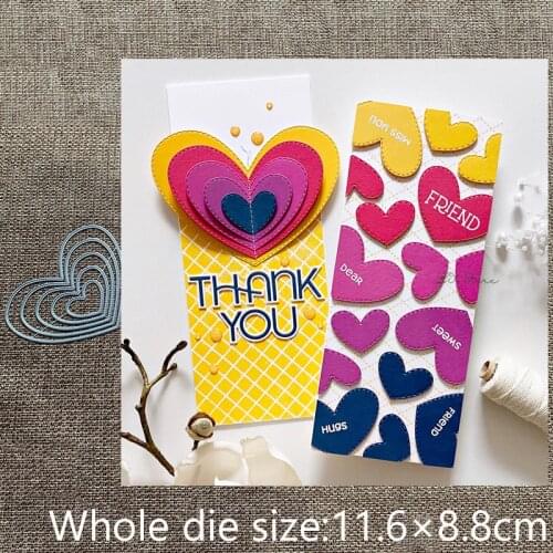 XLDesign Craft Metal Cutting Dies stencil mold Stitched Hearts Die Set scrapbook Album Paper Card Craft Embossing die cuts