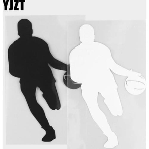YJZT 10.4×17.0CM Exquisite BasketballGame Pattern Vinyl Decal Car Sticker Cool Shape Decoration Black/Silver 20A-0322