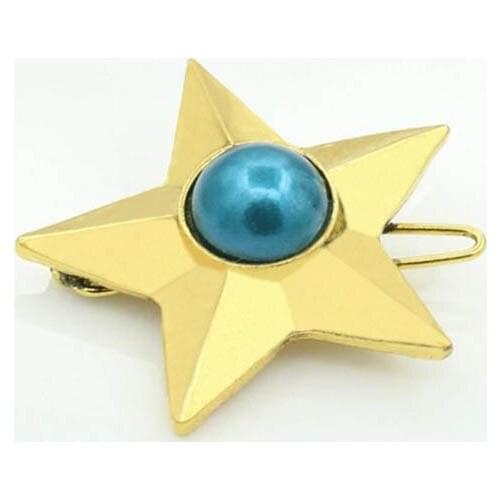 Alloy Golden Five-Pointed Star Blue Artificial Pearl Hair Clips & Pins Headwear Hair Accessories for Women & Children