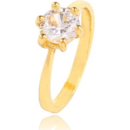 Gold Color Alloy Crystal Wedding Rings For Women Fashion Jewelry Engagement Anniversary Girl Female Gift