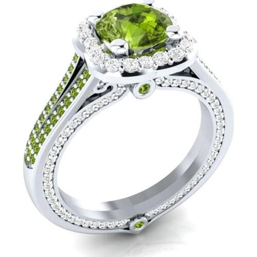 Women Fashion Faux Peridot Inlaid Wedding Party Finger Ring Jewelry Gift