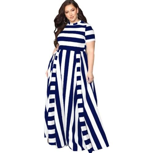 Short Sleeve Summer Clothing Vestido Female Strip Plus Size 7XL Dress Woman Africa Style Woman Dress