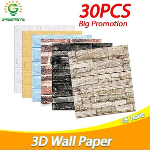 10/20/30Pcs Self-Adhesive 3D Brick Wall paper DIY Waterproof Foam WallSticker Kids Room Kitchen Ceiling Background Wall Decals