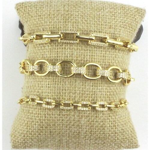 10pcs/lot Fashion colorful cz bracelet,simple and generous,design style rosary chain component,popular jewelry wholesale