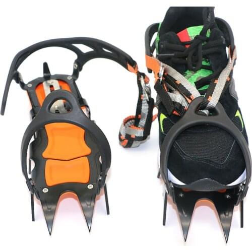 12 Teeth Crampons Manganese Steel Climbing Gear Snow Ice Anti-Skid Climbing Shoe Grippers Crampon Traction Device Mountaineering