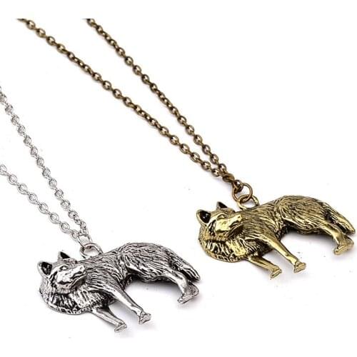 20pcs/lot Wholesale Fahion Jewelry Vintage Charm Ice The Wolf Pendant Necklace For Women