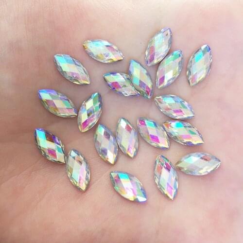 200pcs 6*12mm AB Resin Shiny Horse eye crystal gem Flatback rhinestone Scrapbook Wedding DIY Ornaments SF649*2