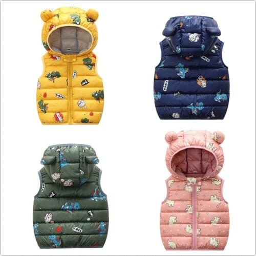 2021 Autumn Children Warm Down Vest Baby Cotton Waistcoat Kids Outerwear Vest Children Clothing Boys Girls Hooded Jackets Vest