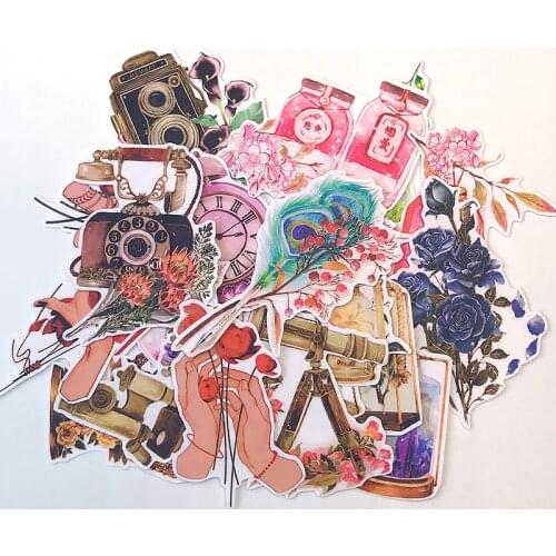 22pcs Vintage flower old object stickers DIY scrapbooking album junk journal happy planner decorative stickers