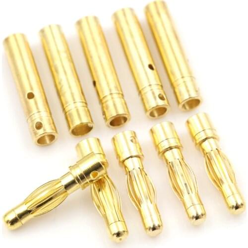 5Pair/10Pcs 2/4mm Banana Plugs Adapter + Shrink Tubing Gold Plated Bullet Connector Plug Sets RC Part for Battery Connector