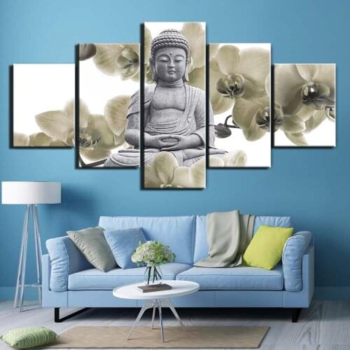 5 pieces canvas painting Abstract flower buddha Picture wall picture art canvas posters wall art Painting home decoration