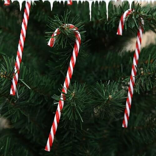 6Pcs/Lot Candy Crutch Pendant Christmas Tree Decor Hanging Ornament For New Year Xmas Party Kids Gift