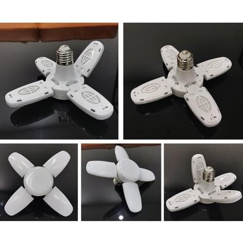 6500K LED Deformation Garage Light E27 Foldable Ceiling Light Workshop Light 46LED Leaf Mini Folding Light Trefoil Light Folding