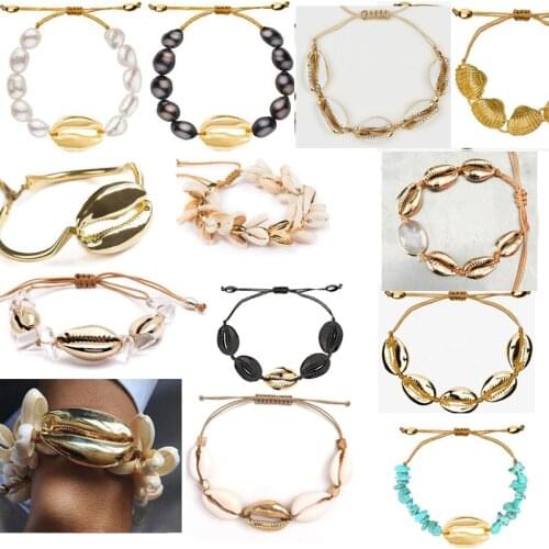 Gold Cowrie shell Bracelet femme Adjustable boho Macrame friendship bracelet Real Seashell Bracelet Mothers Day Jewelry Gift