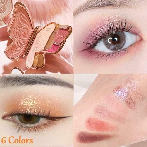 Brand 6 Colors Eyeshadow Palette Butterfly Eye Shadow Lucky Koi Pearl Sequins Glitter Matte Makeup Plate Glitter Eyeshadow