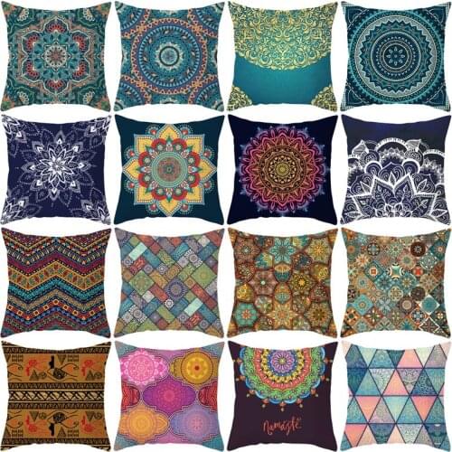 Mandala Printing Cushion Cover India Mandala Polyester Decorative Pillowcase Home Accessories Sofa Pillow Case almohada