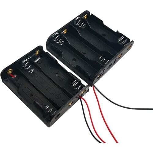 Black Plastic 1 2 3 4 Slots AA Size Power Battery Storage Case Box Holder With Wire Leads